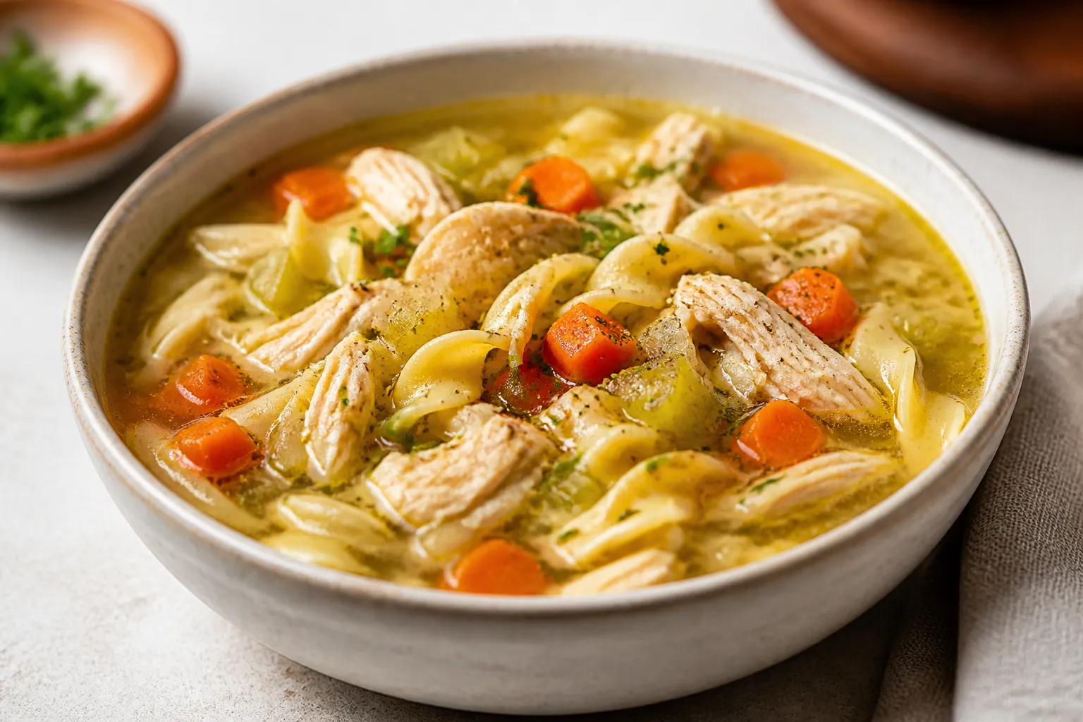 High Protein Chicken Noodle Soup – Cozy, Filling, and Nutritious